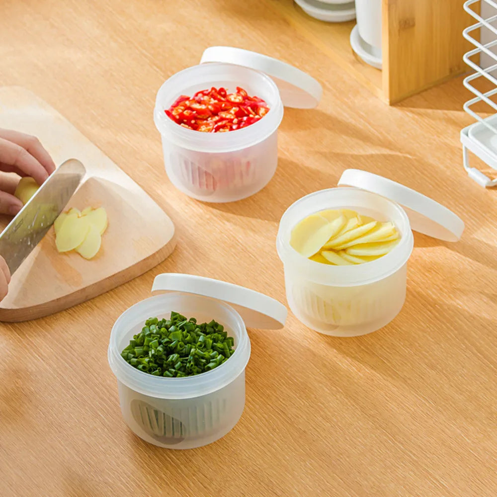 Kitchen tool  Plastic Storage Box Fresh-Keeping Box Refrigerator Fruit Vegetable Drain Crisper Kitchen Storage Containers