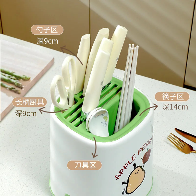 Kitchen Multifunctional Knife Storage Box Kitchen Chopsticks Countertop Knife Shelf Drain Household Knife Knife Shelf