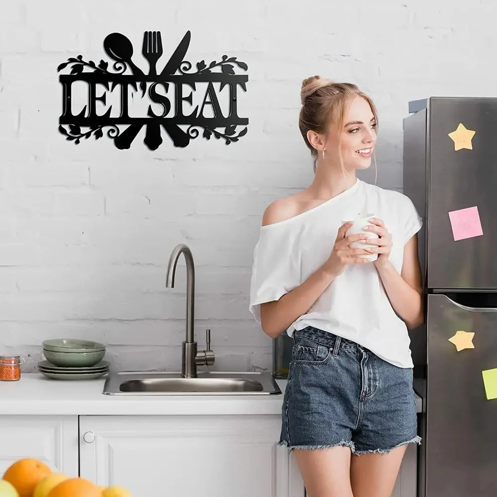 Kitchen Metal Sign, Kitchen Signs Wall Rustic Metal Kitchen Decor，Wall decoration, Wall Sticker，Artwork, Iron Art Silhouette