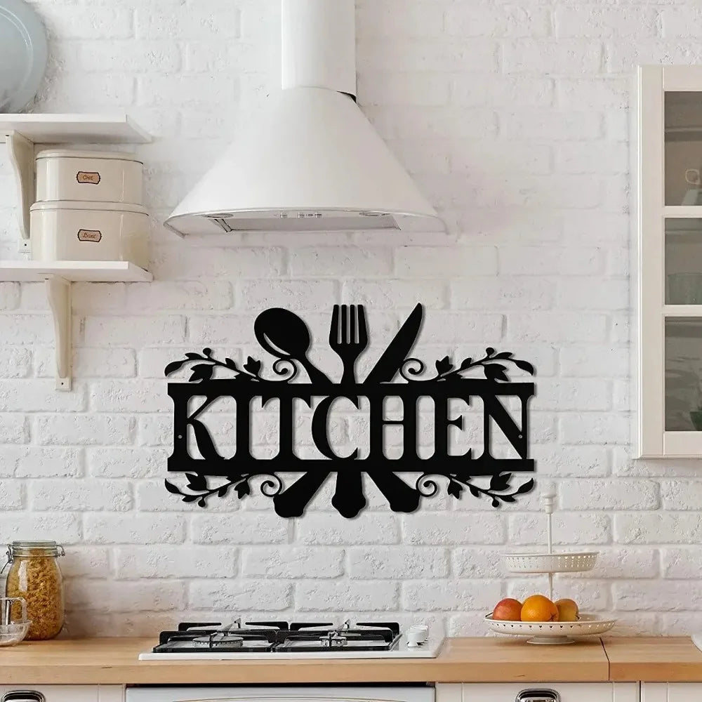 Kitchen Metal Sign, Kitchen Signs Wall Rustic Metal Kitchen Decor，Wall decoration, Wall Sticker，Artwork, Iron Art Silhouette