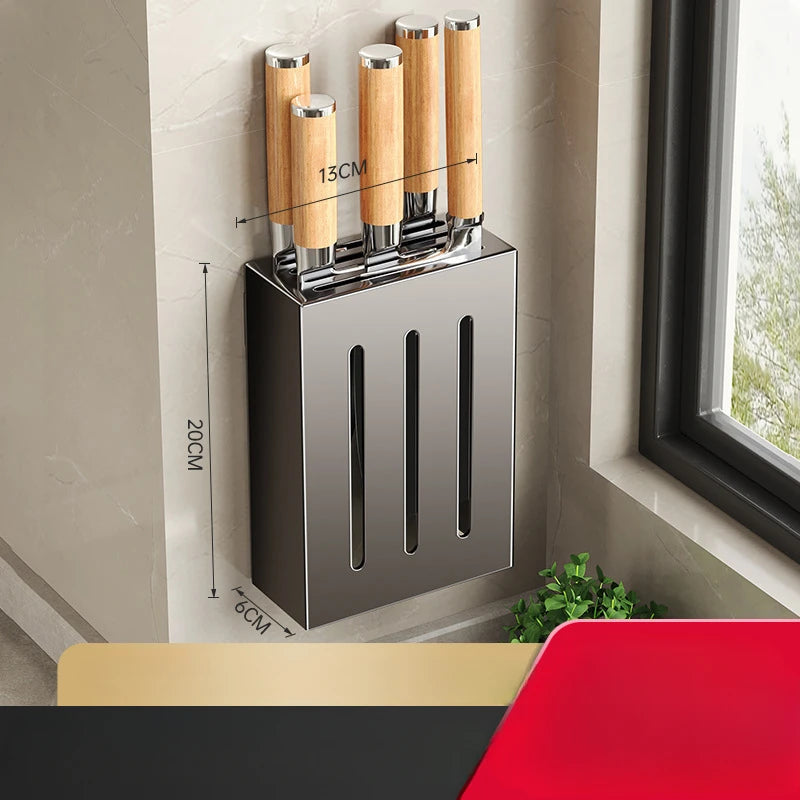 Kitchen knife storage box, knife holder, non-perforation, wall-mounted rack, kitchen items，kitchen accessories organizer