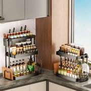 Kitchen Storage Rack, Multi-Purpose Spice Organizer, Countertop Utensil Holder for Knives, Chopsticks, Oil, Salt, Soy Sauce, Vin