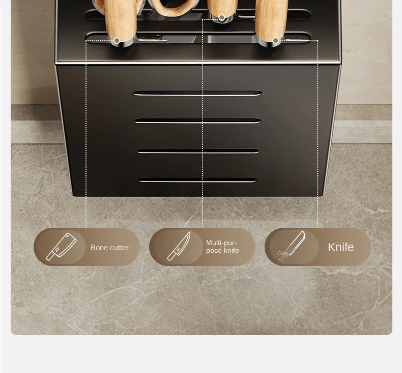 Kitchen knife storage box, knife holder, non-perforation, wall-mounted rack, kitchen items，kitchen accessories organizer